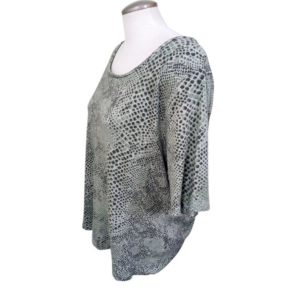 Isaac Mizrahi T Shirt Womens Plus 3XL Green Reptile Snake Print Pullover Top - Picture 4 of 8